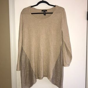 Shark bite tunic sweater with sequin detail!